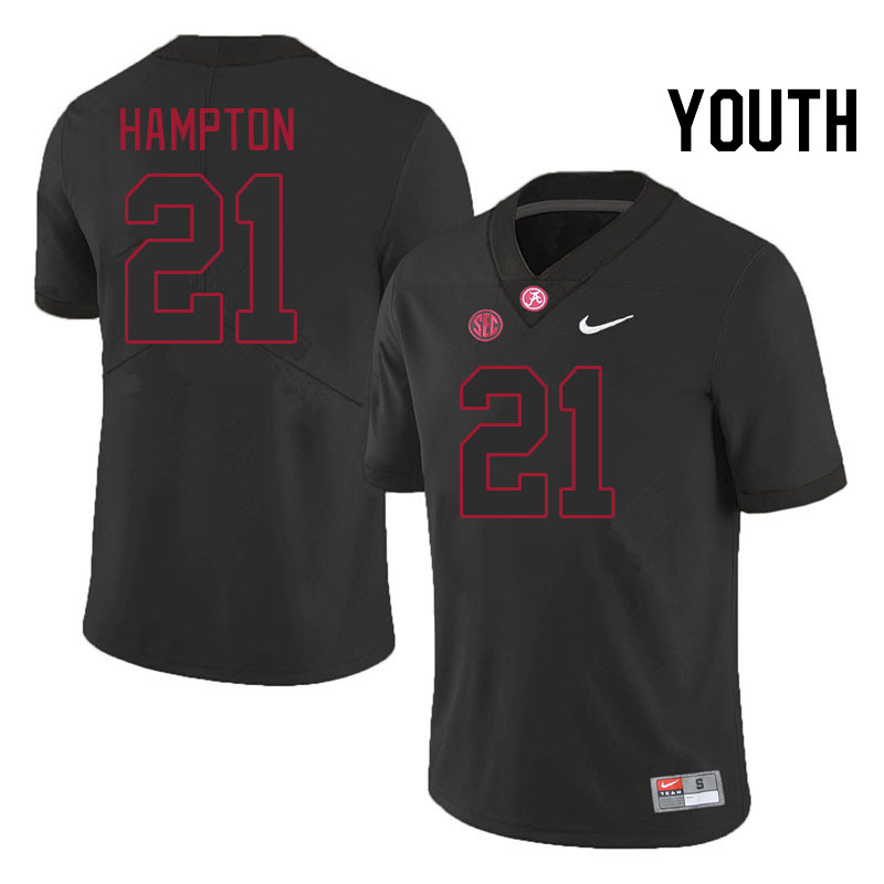 Youth #21 Bubba Hampton Alabama Crimson Tide College Football Jerseys Stitched-Blackout